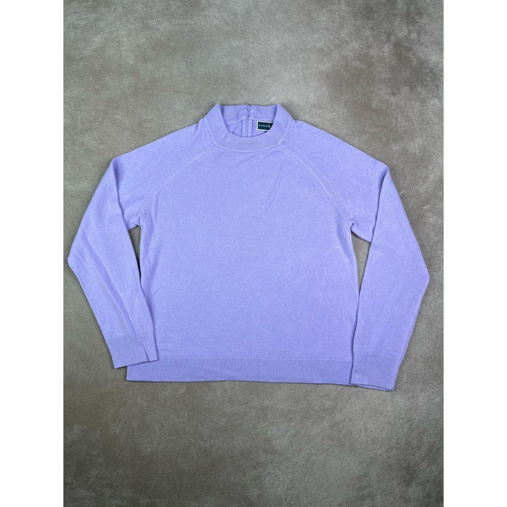Karen Scott Lavender Purple Mock Neck Sweater Zipper Back Raglan Women XL